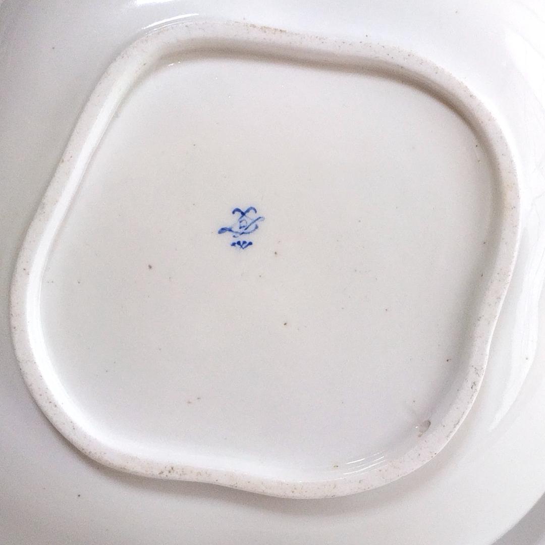 セーブル Sevres 1757年 ブルーライン金彩花絵 コンポティエ コキーユ