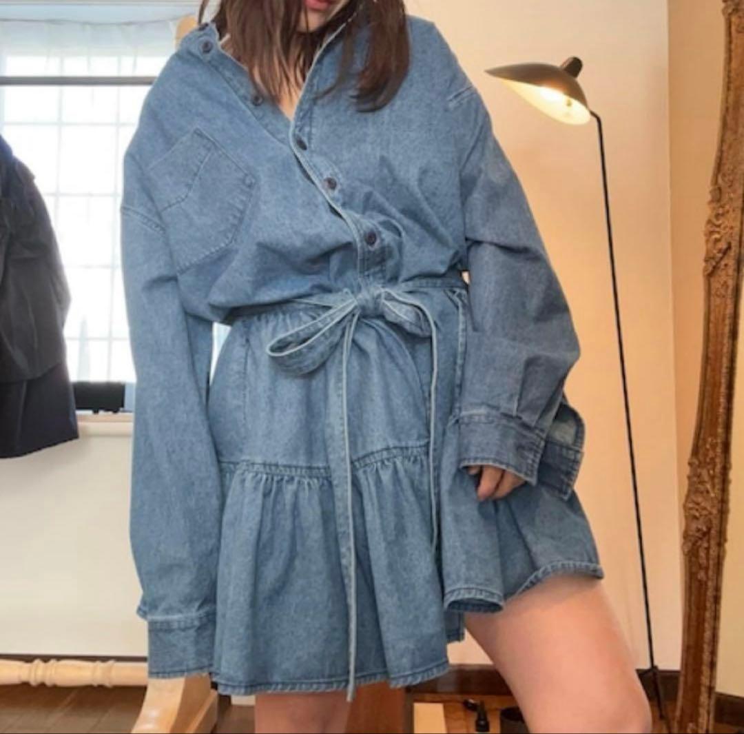 【新品タグ付】papier Denim enfant wrapped skirt