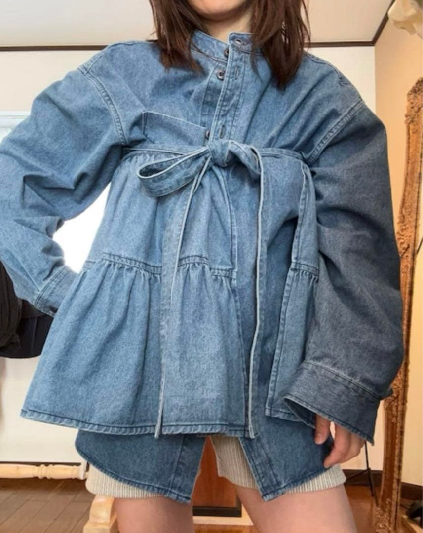【新品タグ付】papier Denim enfant wrapped skirt