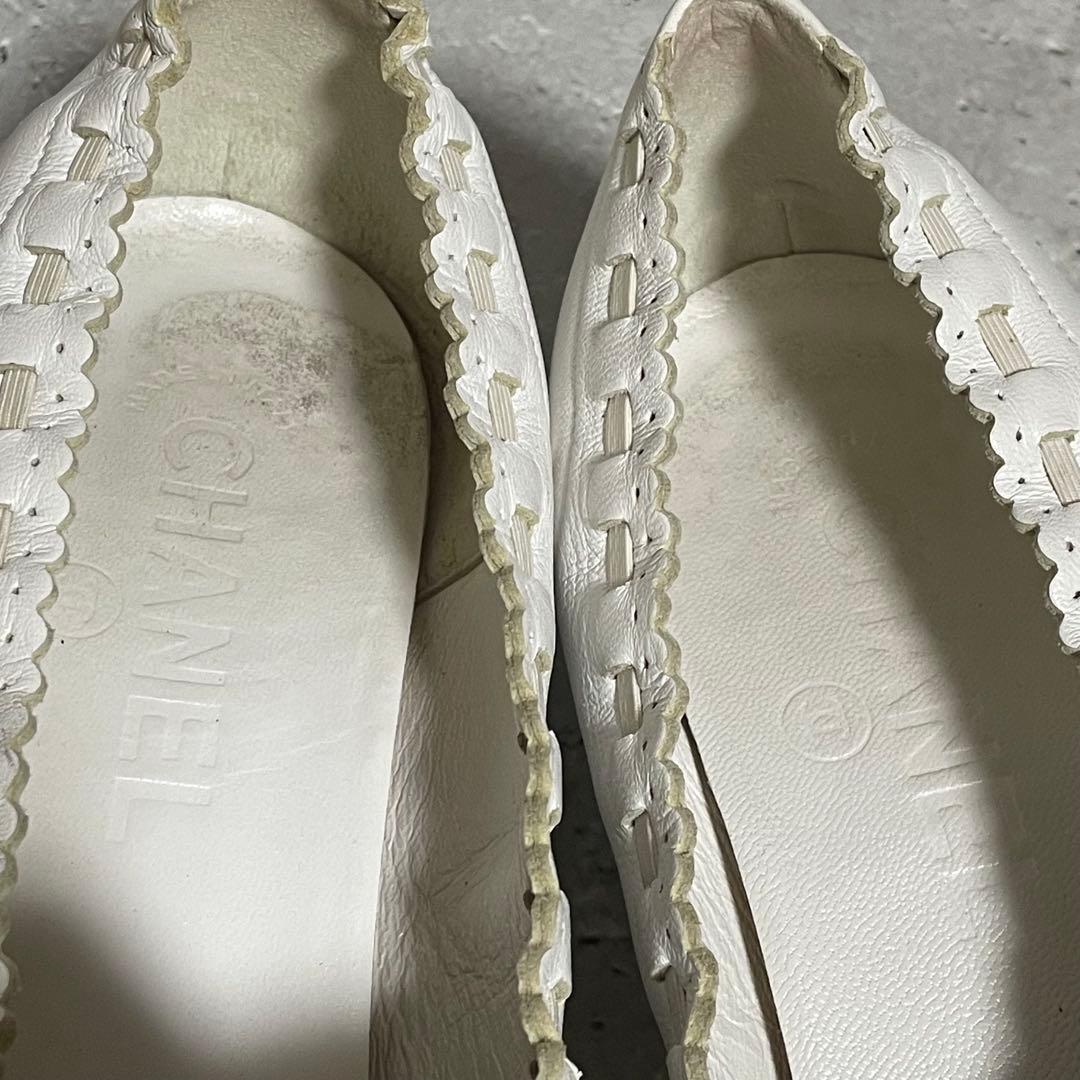 シャネル　CHANEL　ハイヒールパンプス　バイカラー　リボン　ココマーク　36