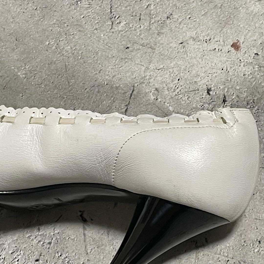 シャネル　CHANEL　ハイヒールパンプス　バイカラー　リボン　ココマーク　36