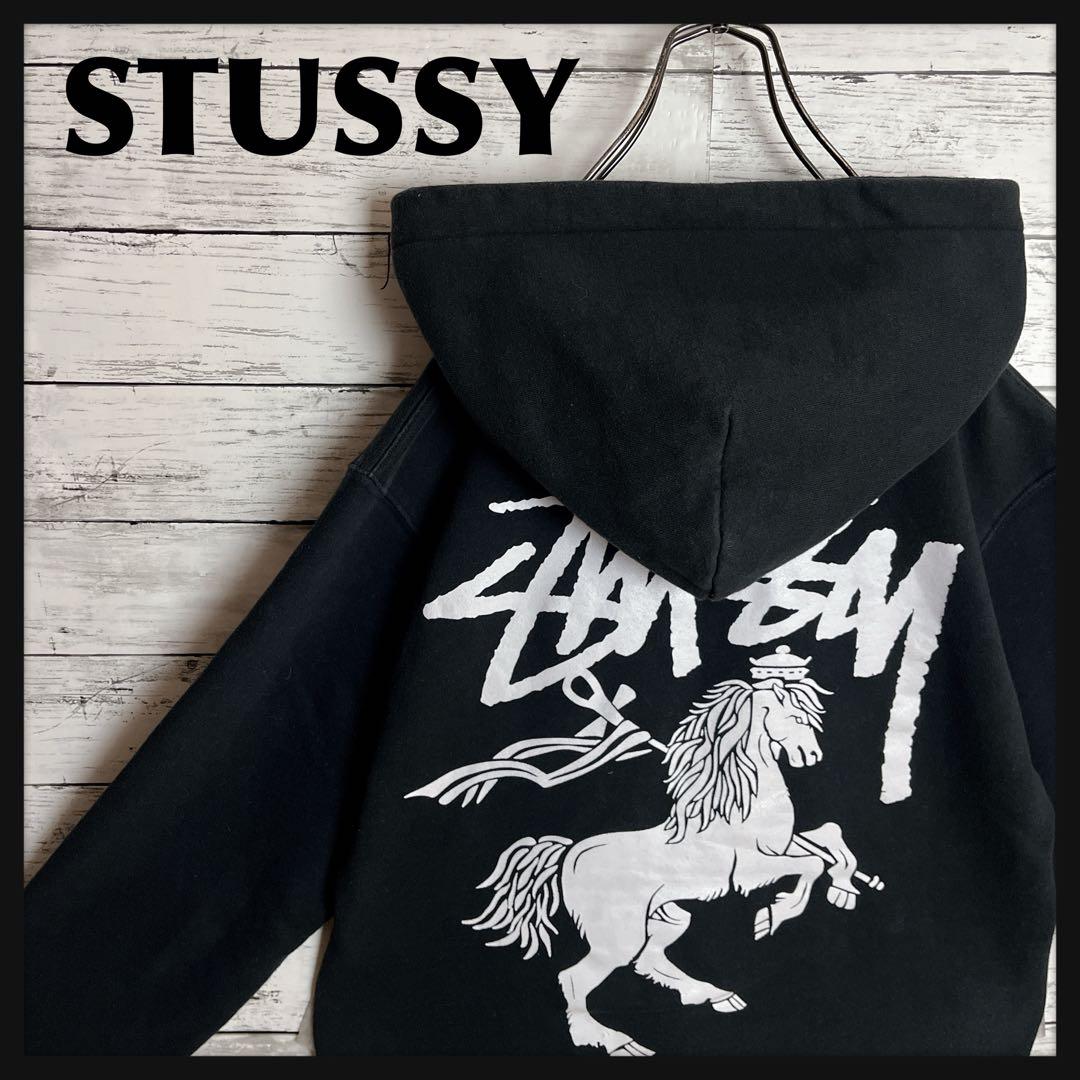 STUSSY◎ペガサス ビッグロゴ 馬 パーカー D337