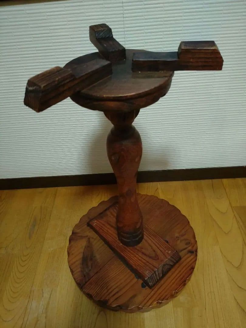 アンティーク 木製 サイドテーブル 花台 ■ビンテージ インテリア レトロ