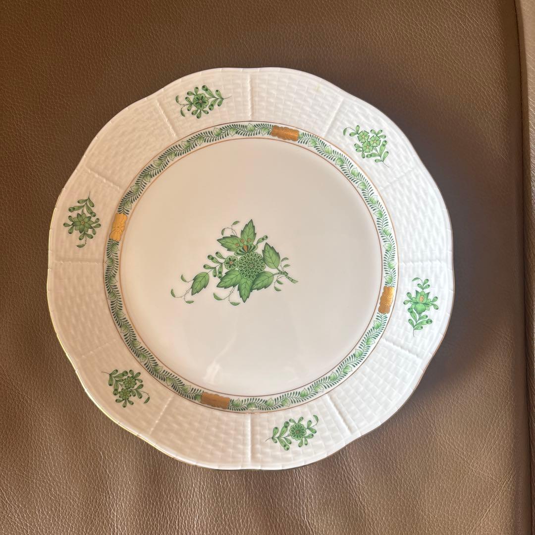 ヘレンド アポニー　グリーン　大皿プレート　25.5cm