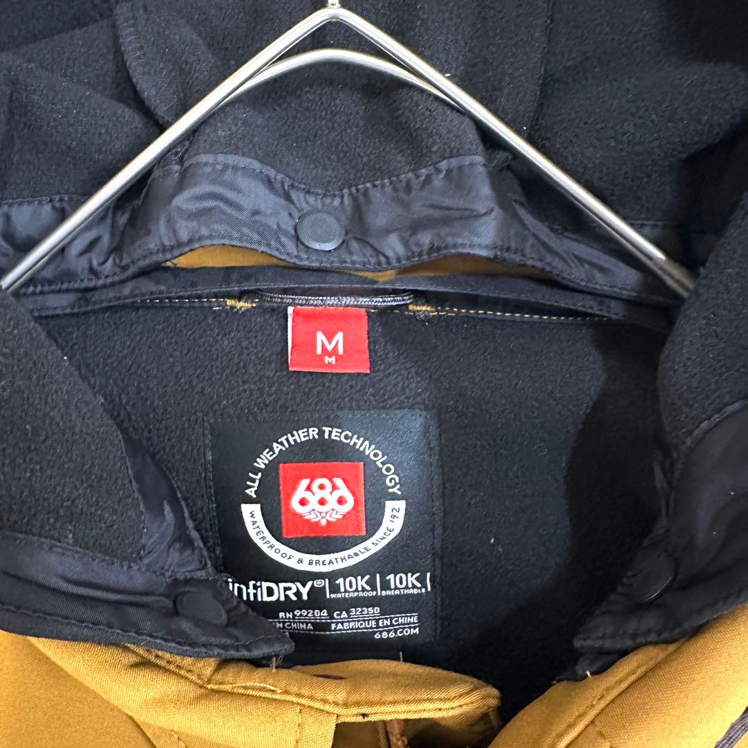 686 コーチジャケット スノーボードウェア 撥水 フード着脱可 Mサイズ