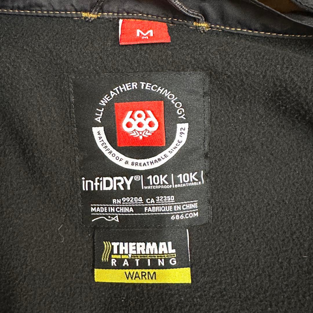 686 コーチジャケット スノーボードウェア 撥水 フード着脱可 Mサイズ