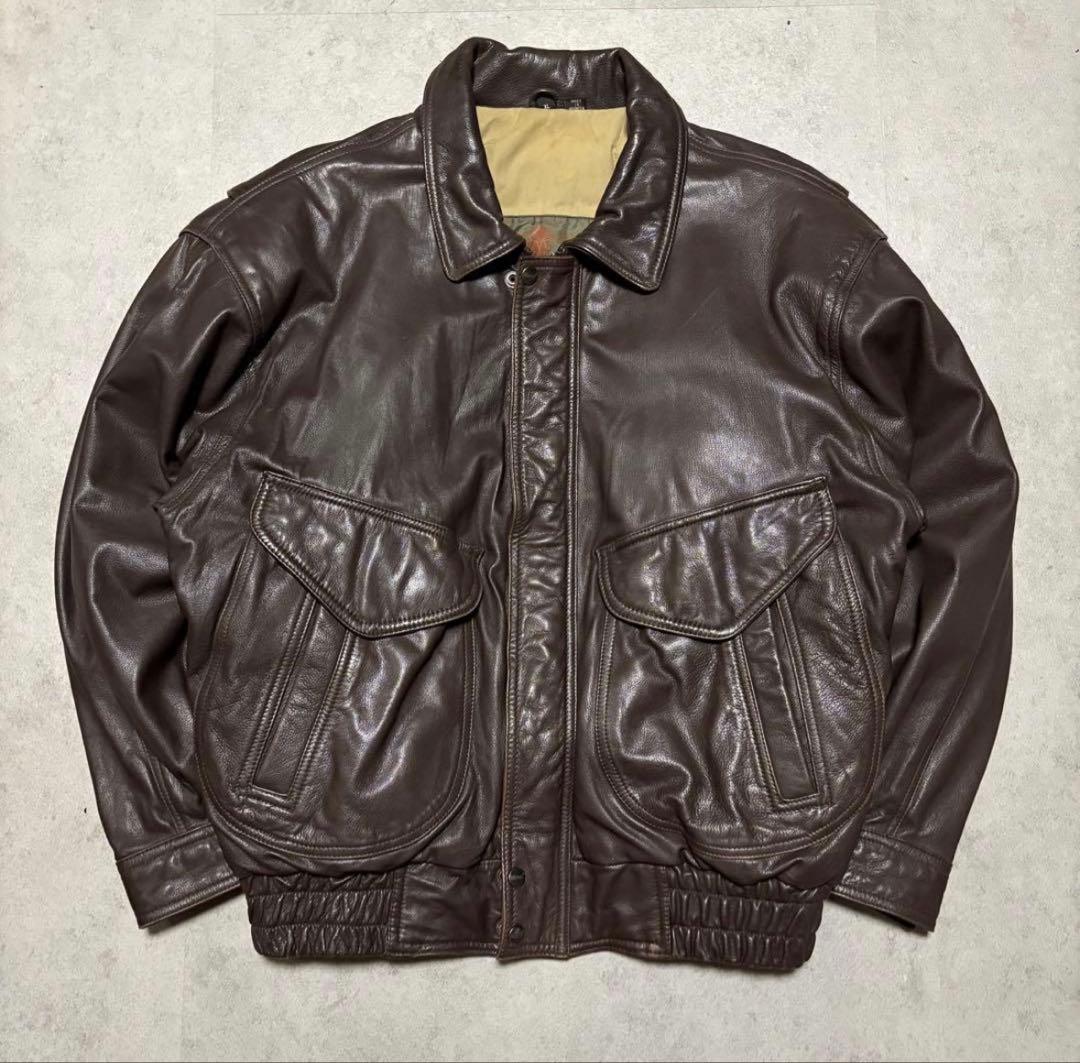 【vintage】フライトジャケット XL本革　A2 ブルゾン　ボンバー　短丈