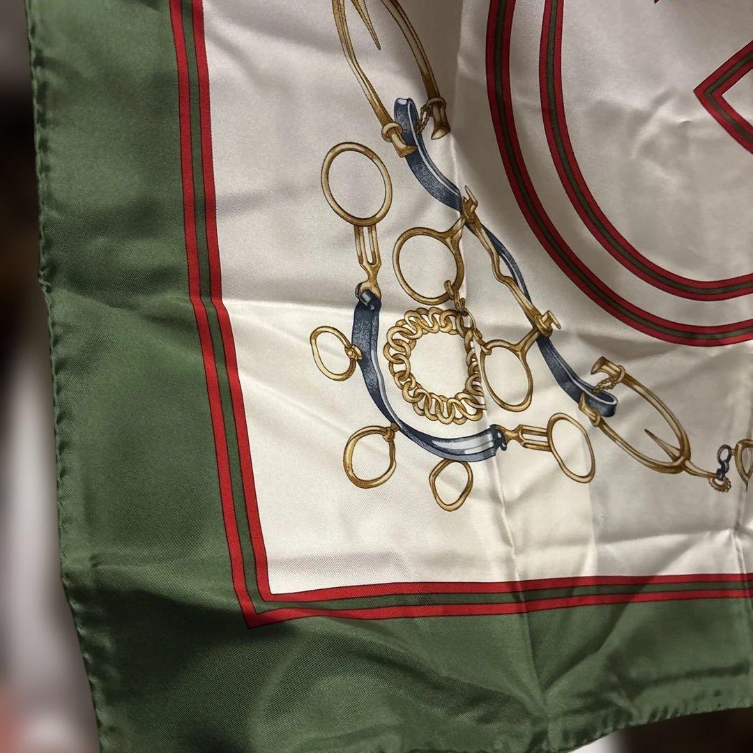 GUCCI シルクスカーフ GGロゴ　馬具柄