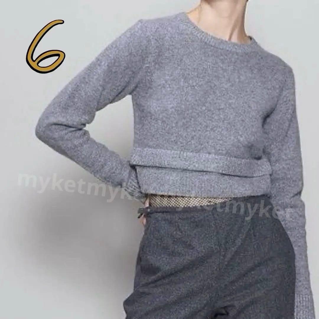 6〈ROKU〉アルパカ ウール ニット グレー