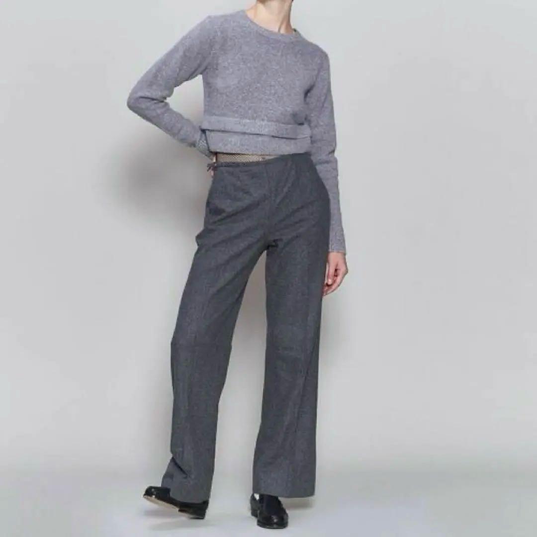 6〈ROKU〉アルパカ ウール ニット グレー