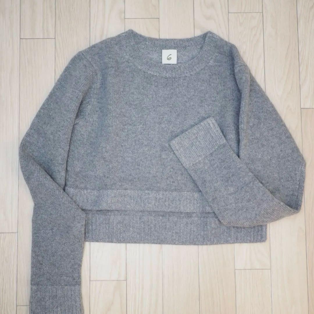 6〈ROKU〉アルパカ ウール ニット グレー