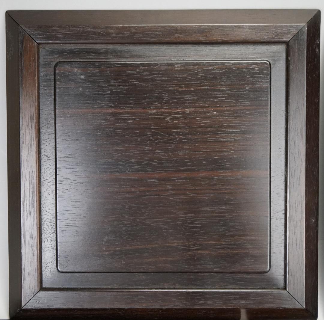 手彫り　五君子漢詩文　唐木　四方皿　五客揃い　作家在銘　煎茶道具