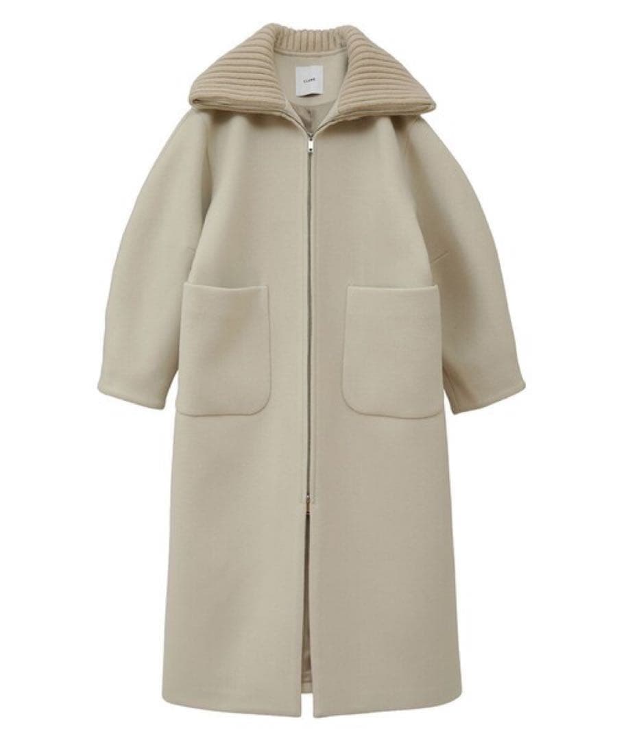 【CLANE/クラネ】RIB COLLAR WOOL LONG COAT