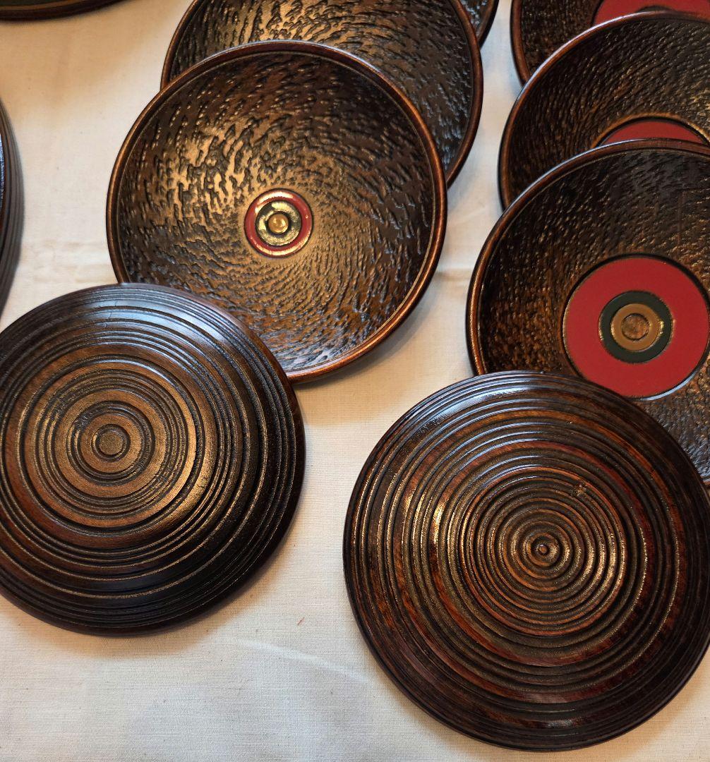 【新品】 山中漆器 盆、菓子鉢、菓子受け、茶托、セット 木箱入り