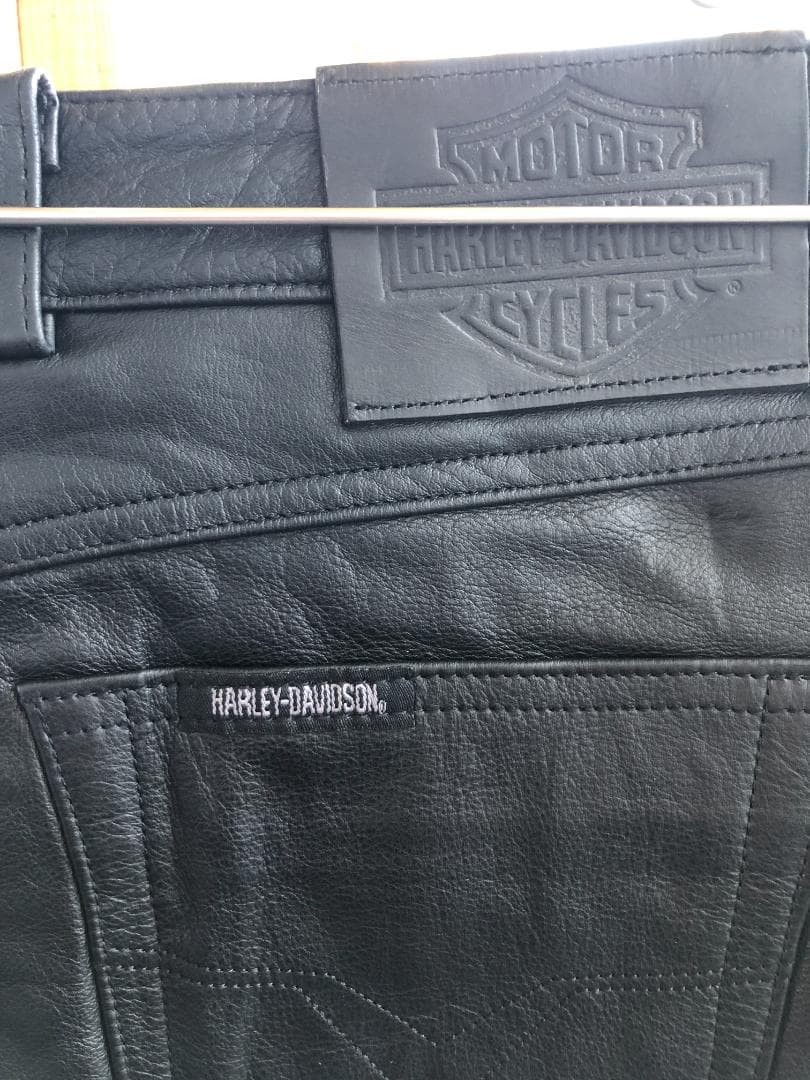 [在庫処分] 新品 Harley-Davidson ブラックレザーパンツ W30