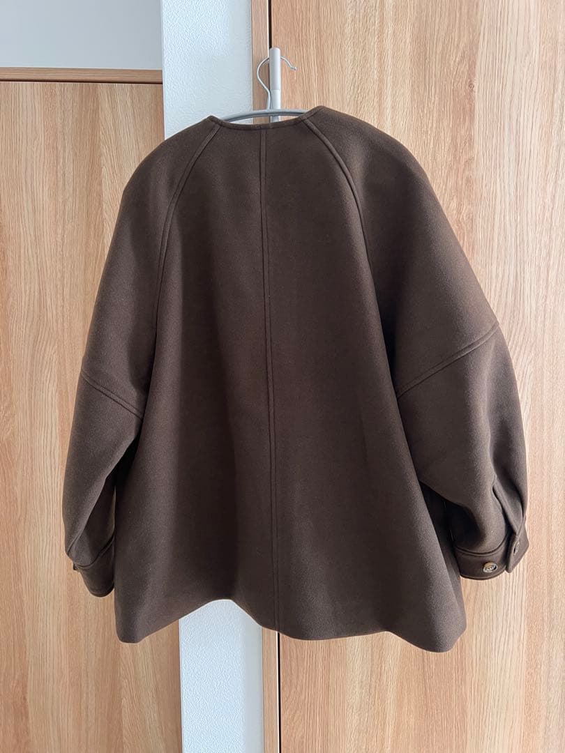 hinari ウェーブデザインミドルコート ブラウン S