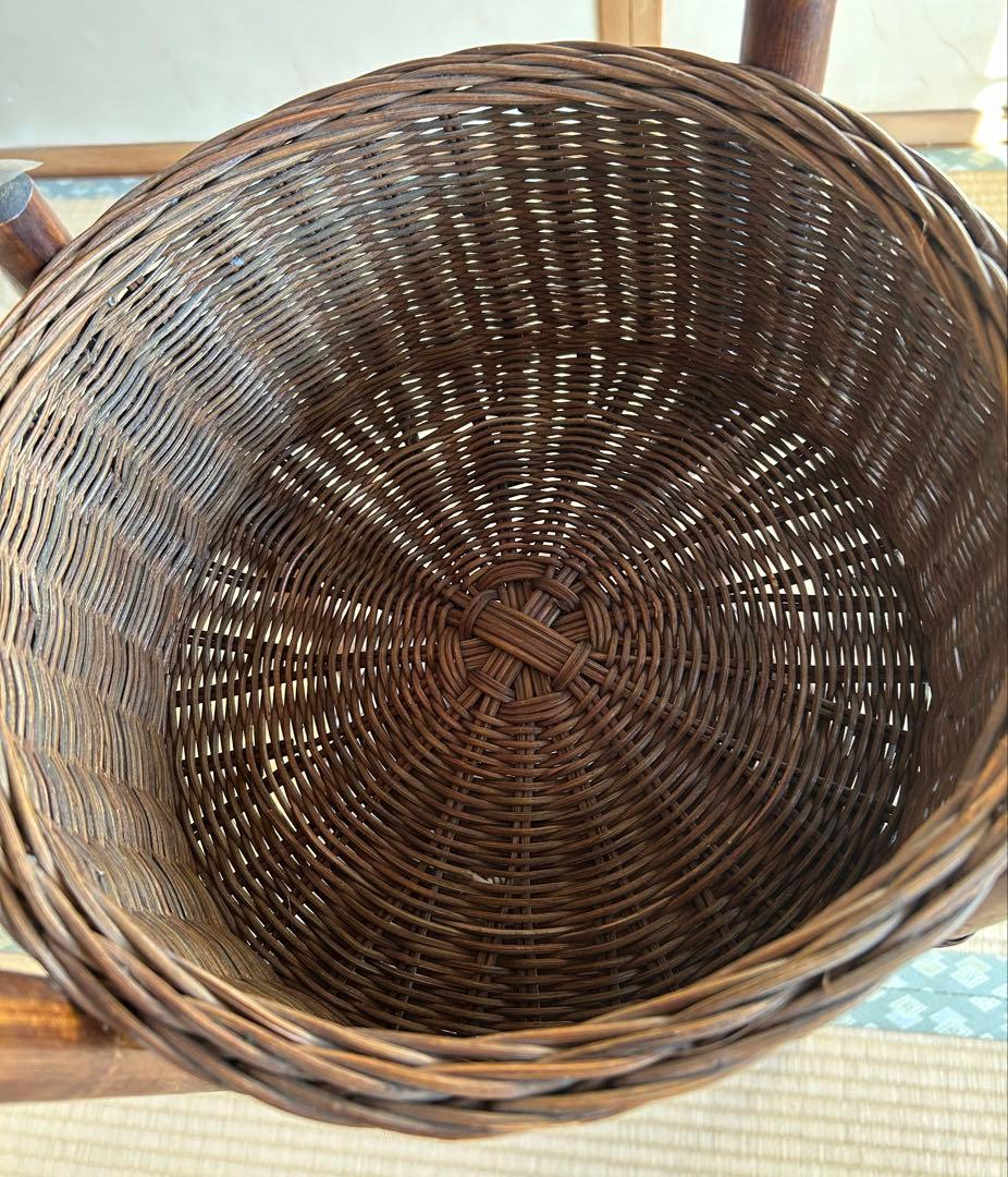 2段バスケット　かご　ラック　籐　木製