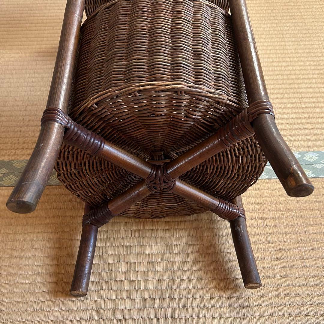 2段バスケット　かご　ラック　籐　木製