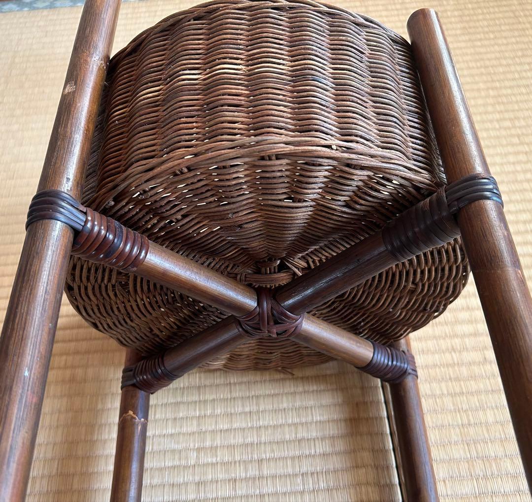 2段バスケット　かご　ラック　籐　木製