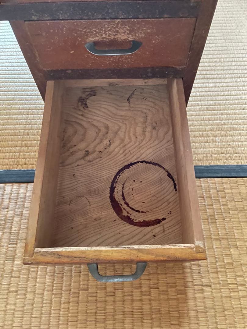 昭和レトロ 古家具 木製文机 4引き出し付き座卓 書斎机 ビンテージ