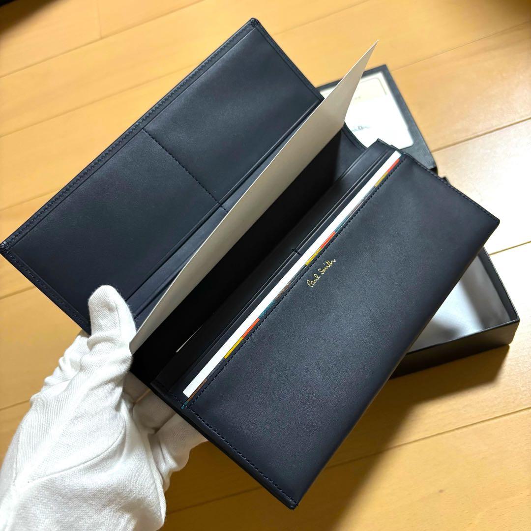 Paul Smith 長財布　ブライトストライプステッチ　新品未使用品　ネイビー