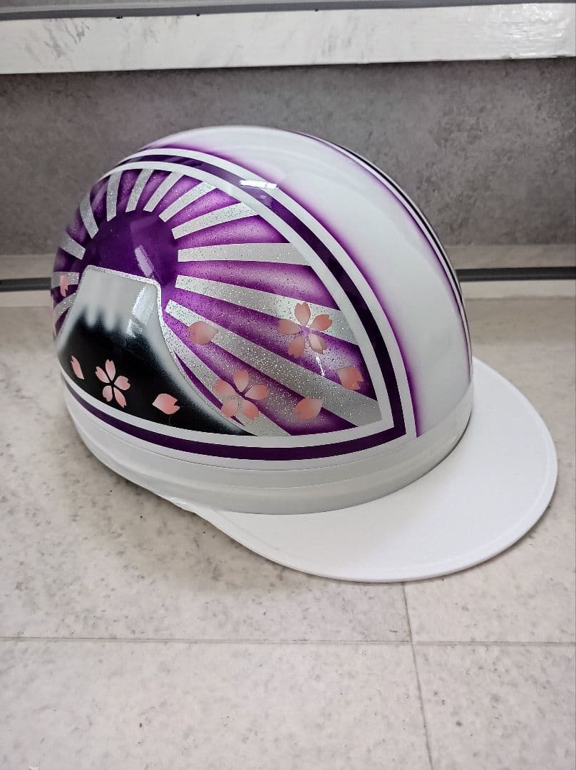 カスタムコルク半　白✘Candyパープル富士日章　七色ラメ