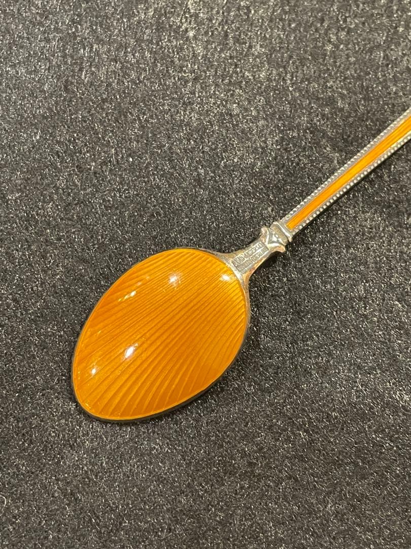 デヴィット アンデルセン カトラリー スプーン シルバー 純銀 オレンジ 七宝焼