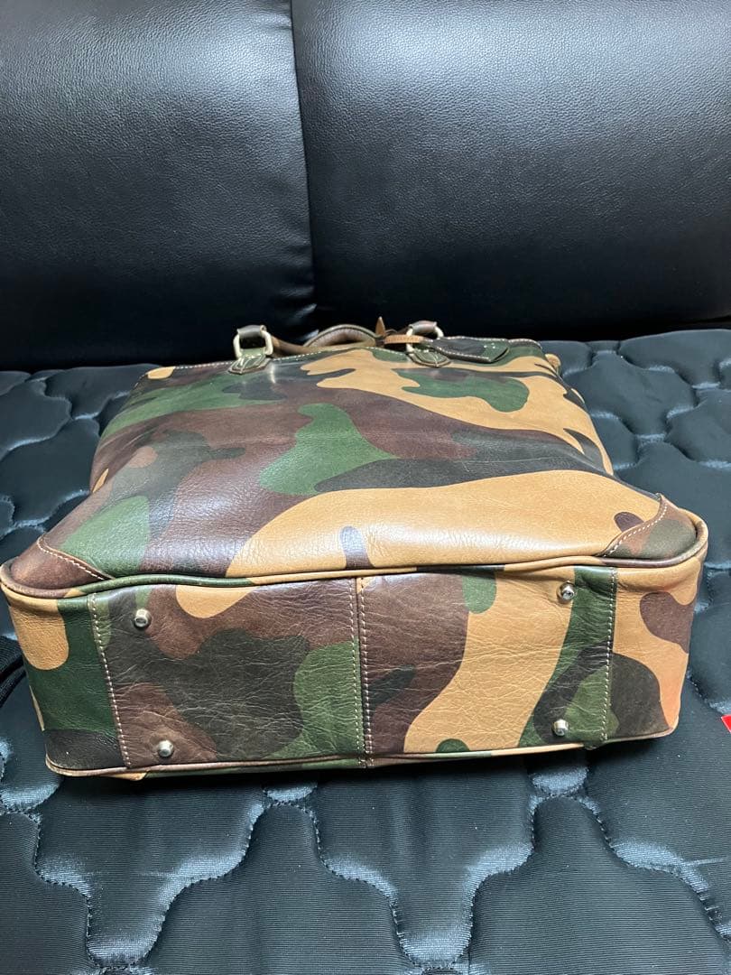 aniary カモフラ柄　迷彩デザイン レザートートバッグ　A4 メンズ