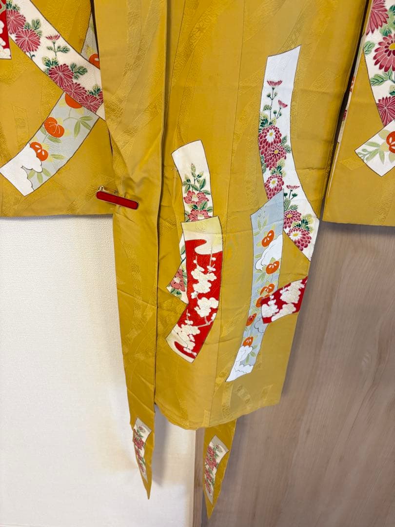 七五三 正絹 子ども着物 3才 5才 山吹色 熨斗 sM2511114