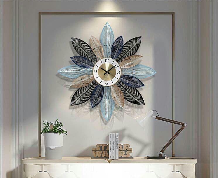 北欧掛時計リビング家庭用ミュート掛け時計田園芸術ガラシャ時計