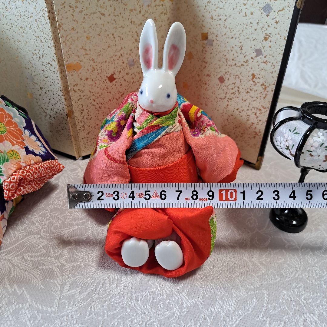 ウサギのひな人形 ハンドメイド伝統的な和服仕立て