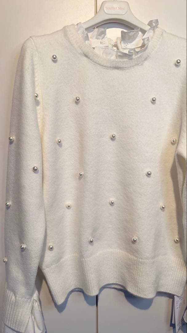 ♥*♡様 ジャスグリッティー パール刺繍プルオーバー ニット ホワイト