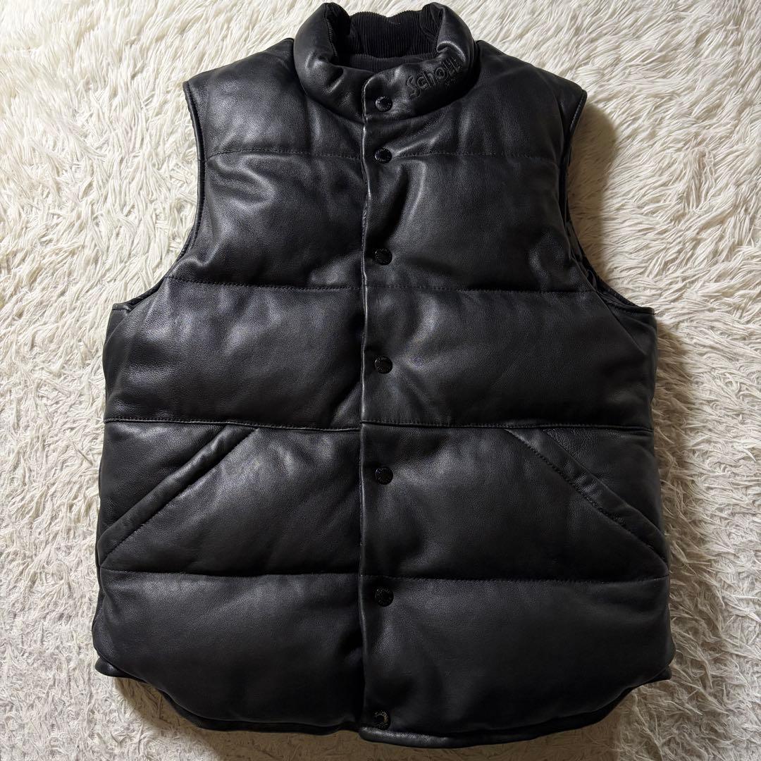 美品/希少モデル■schott レザー ダウンベスト　リバーシブル　羊革　黒　L