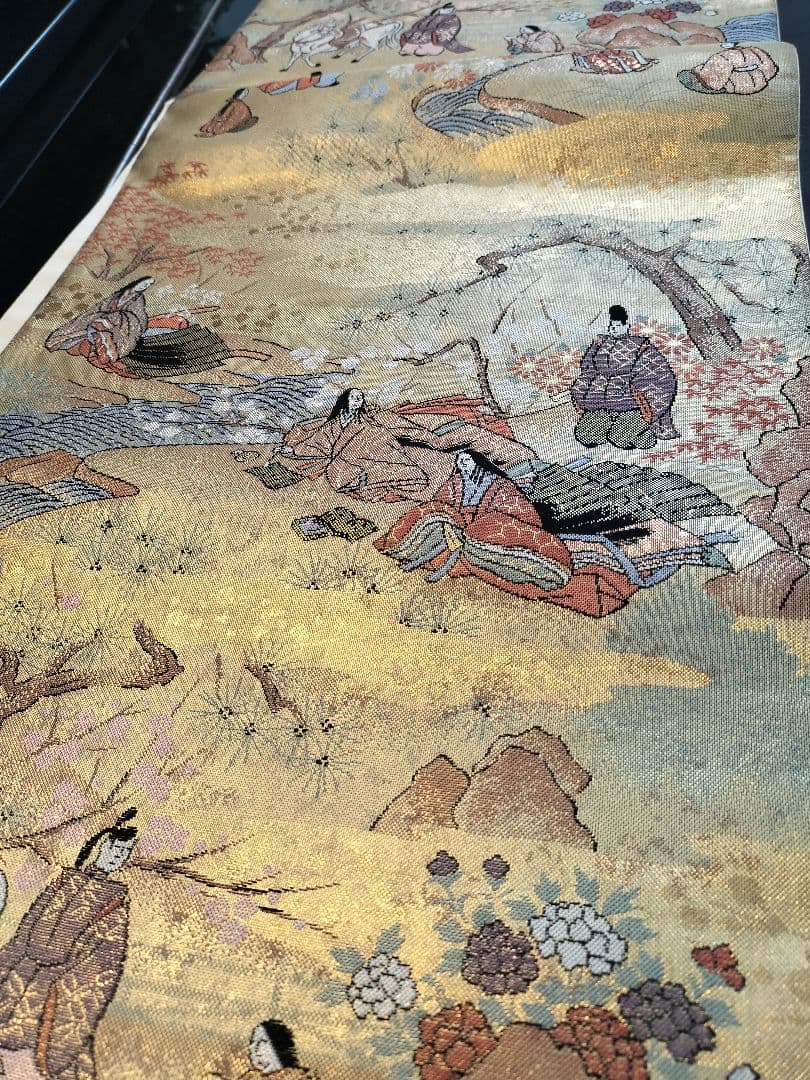 A876★逸品‼️全通帯‼️豪華刺繍‼️テーブルランナー2m12cm