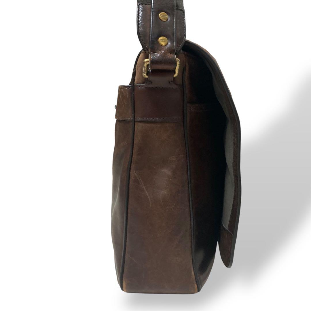 【ヴィンテージ】コーチ　メッセンジャーバッグ　ブラウン　ロゴ型押し　オールレザー