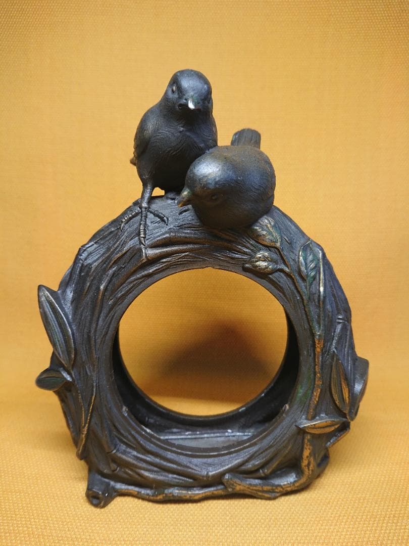 トリ　鳥　銅製　ブロンズ像　彫像　置物　インテリア　工芸品　美術品　A2838