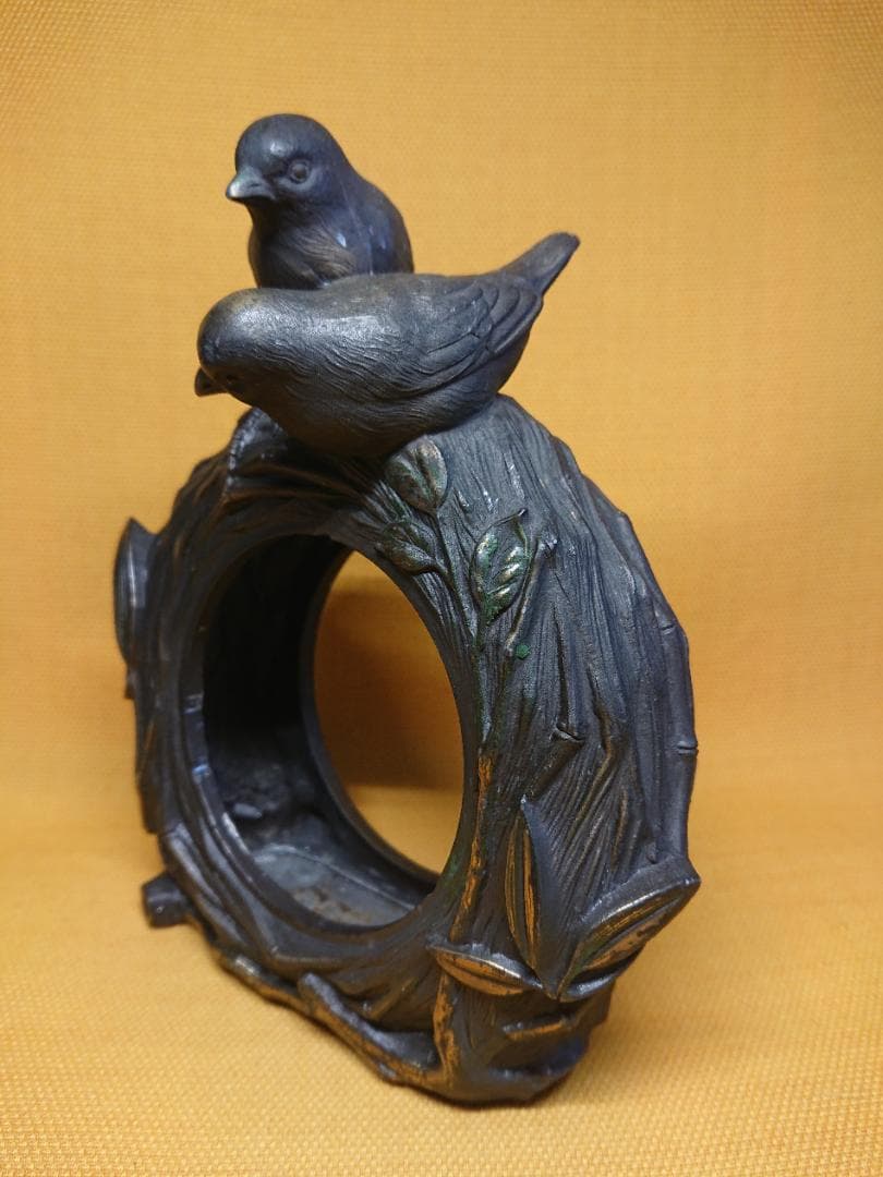 トリ　鳥　銅製　ブロンズ像　彫像　置物　インテリア　工芸品　美術品　A2838