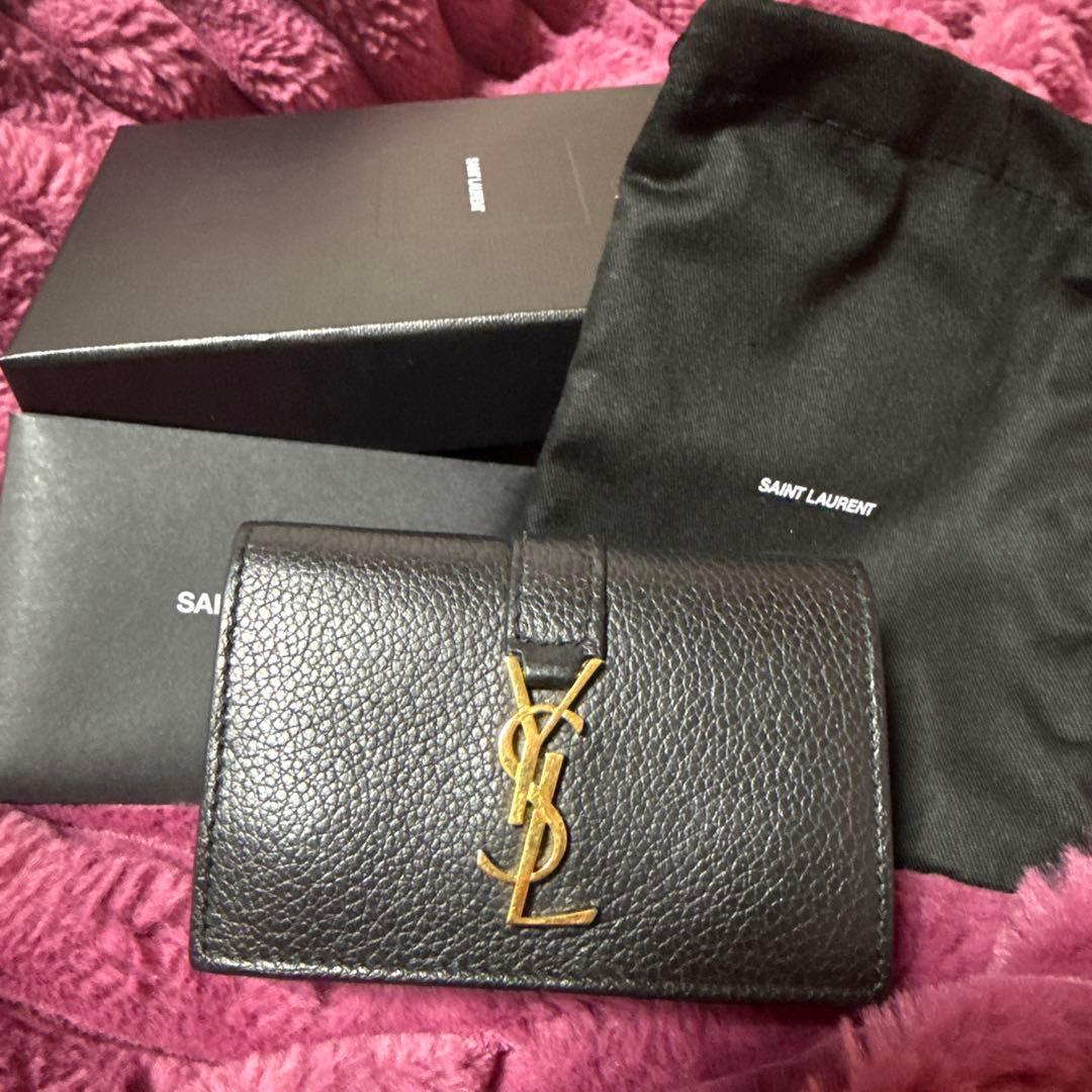 RサンローランSaint Laurent ブラック三つ折り財布