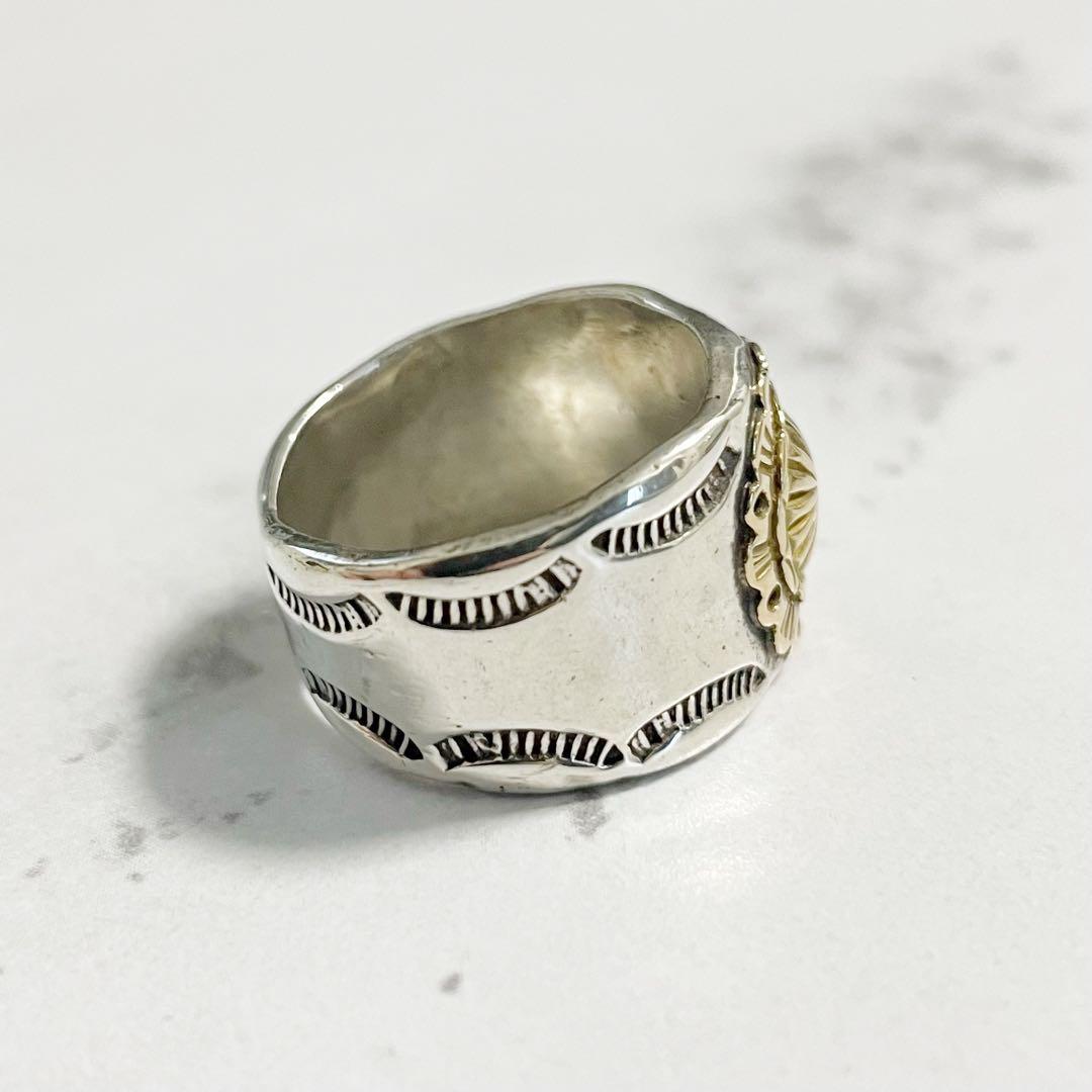 アリゾナフリーダム　フラワーコンチョリング　K18　シルバー　コンビ　平打ち