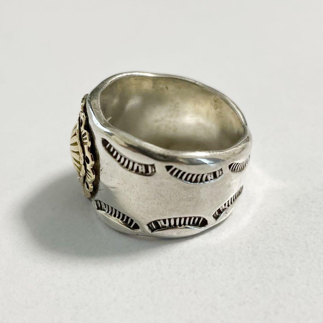 アリゾナフリーダム　フラワーコンチョリング　K18　シルバー　コンビ　平打ち