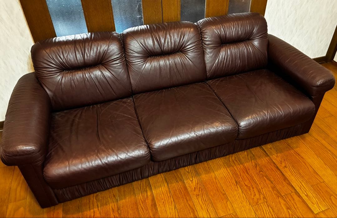 【たのメル便　送料込み】ダークブラウン 3人掛けソファ