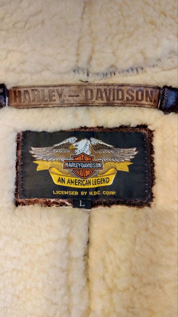 【Hurley Davidson】ムートンボア　レザージャケット　ブラウンL