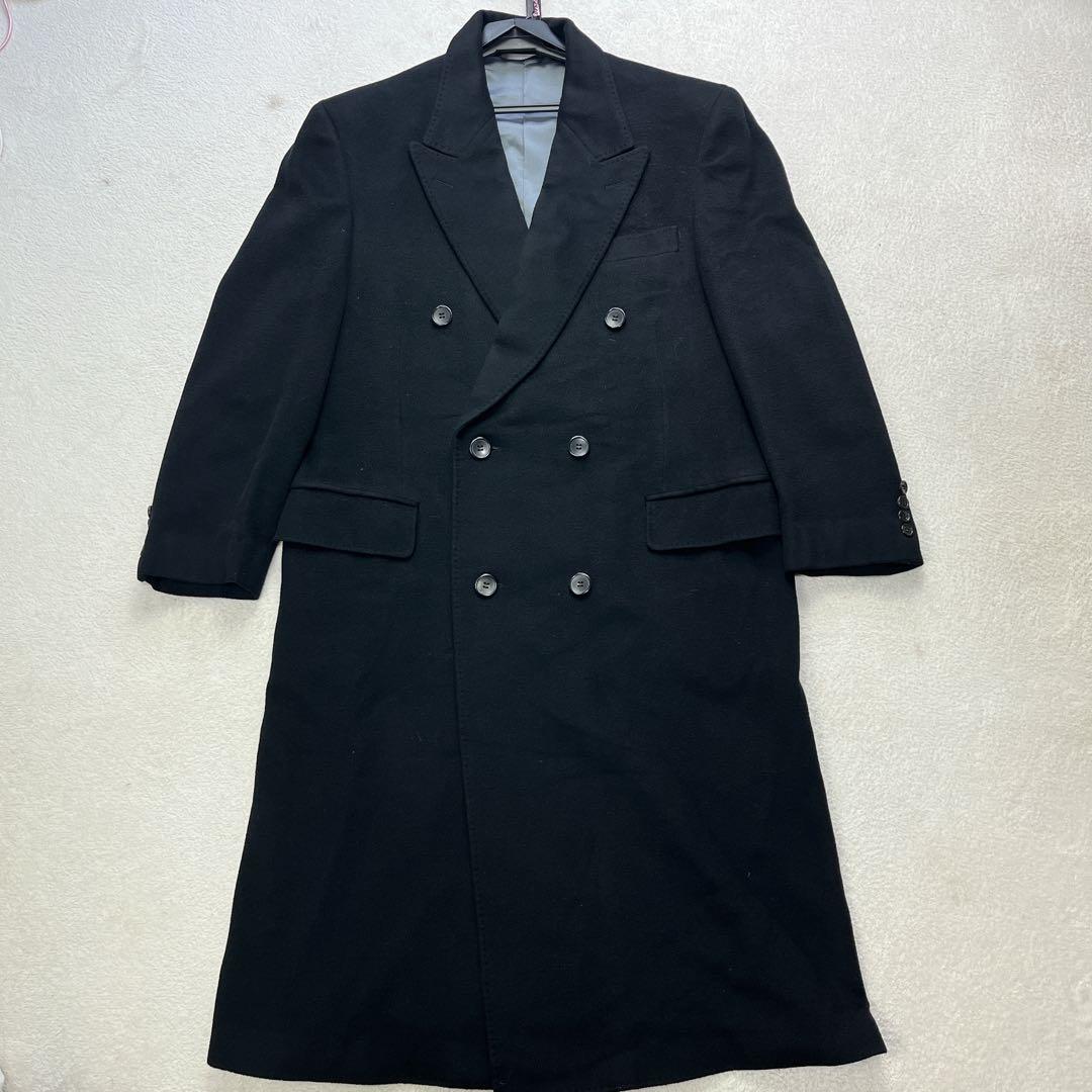 エルメネジルドゼニア カシミヤ ダブル 黒 チェスターコート ロング Lサイズ