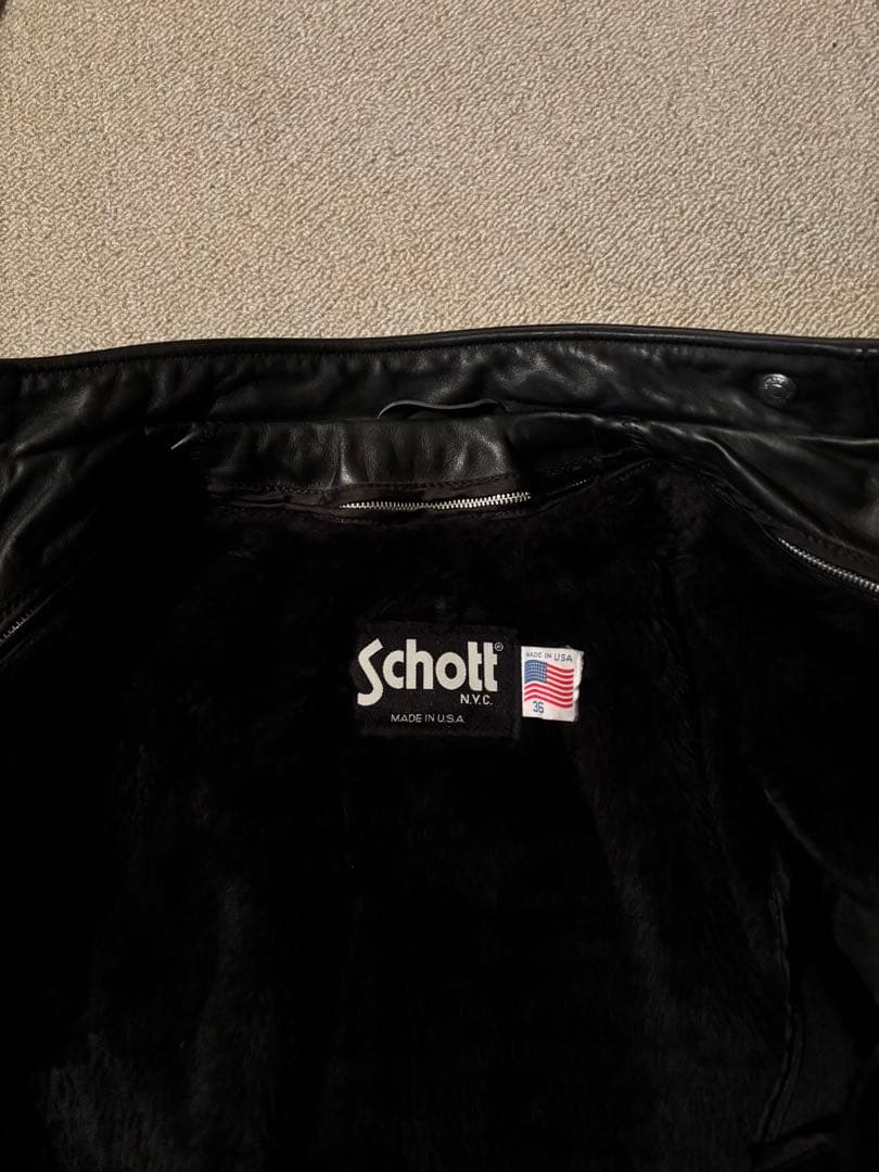 Schott ブラック シングルライダースジャケット