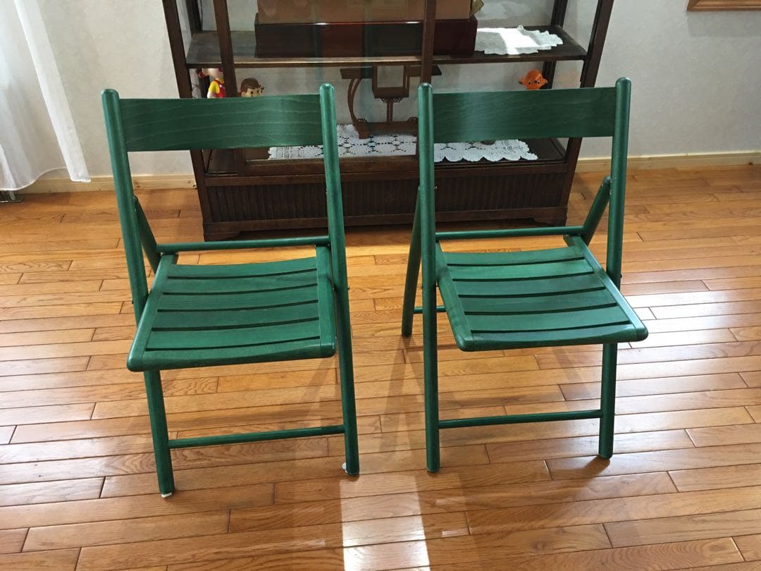 椅子二脚セット　木製折りたたみ椅子 木製 アンティーク