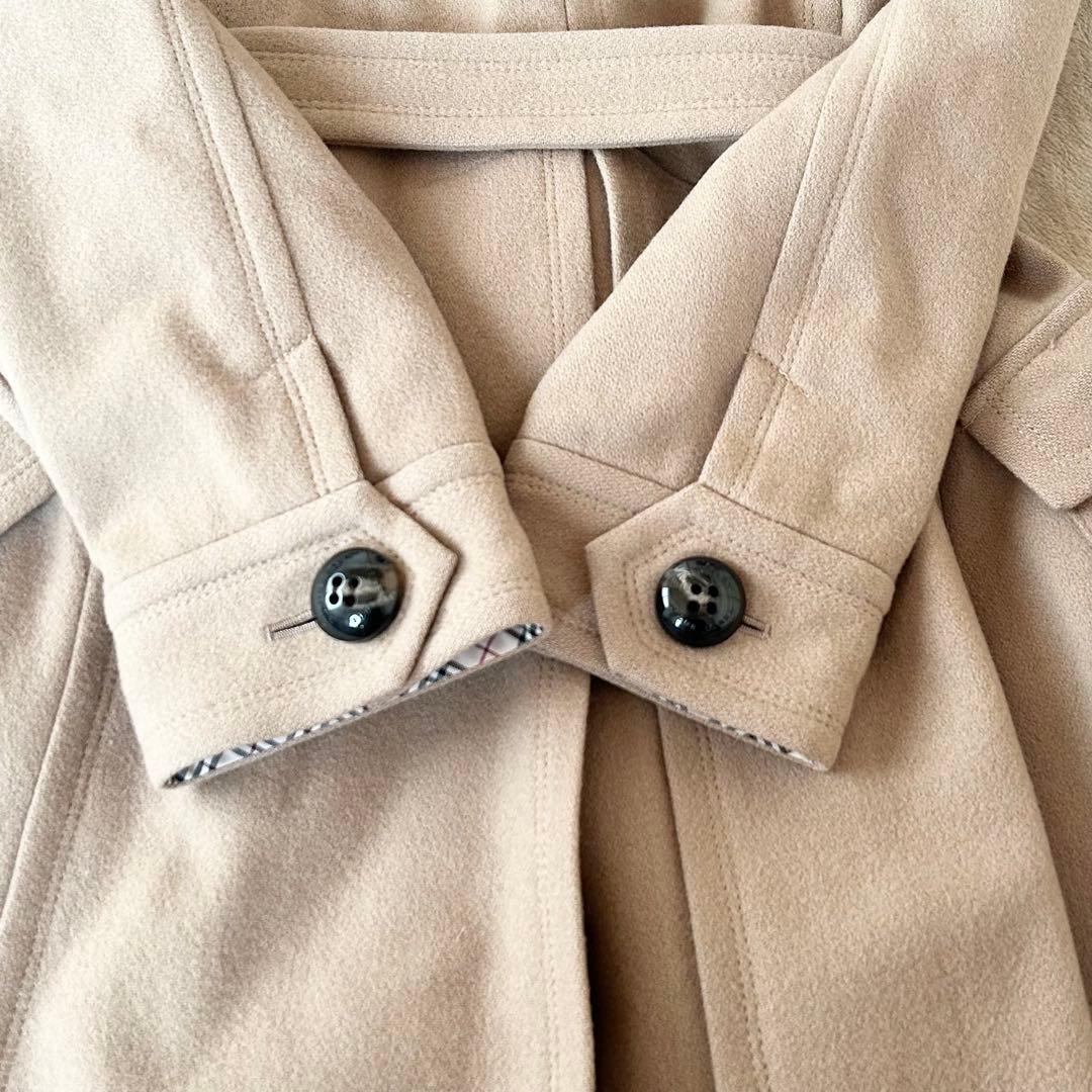 【極美品】バーバリーブルーレーベル ノバチェック ファーコート 38 ベージュ