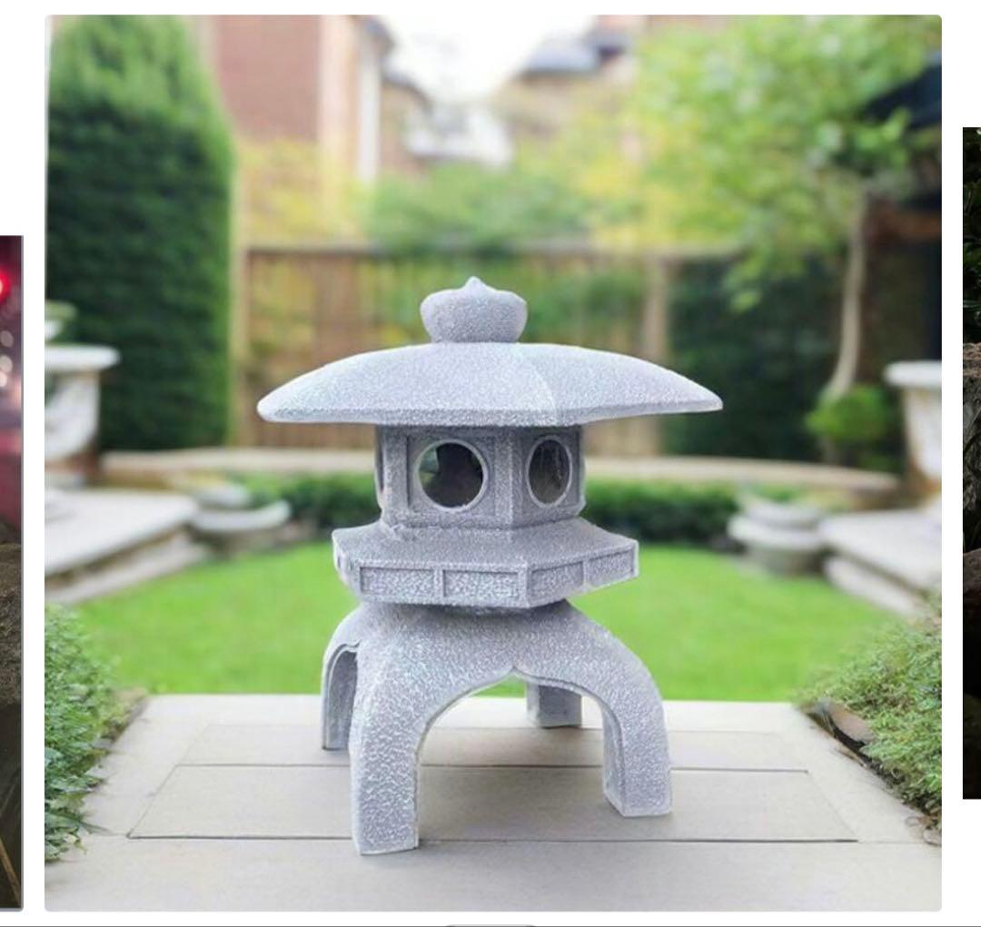 灯篭 石灯篭 雪見灯篭 光る ソーラー 中大型 石 灯篭 とうろう 和風 灯籠