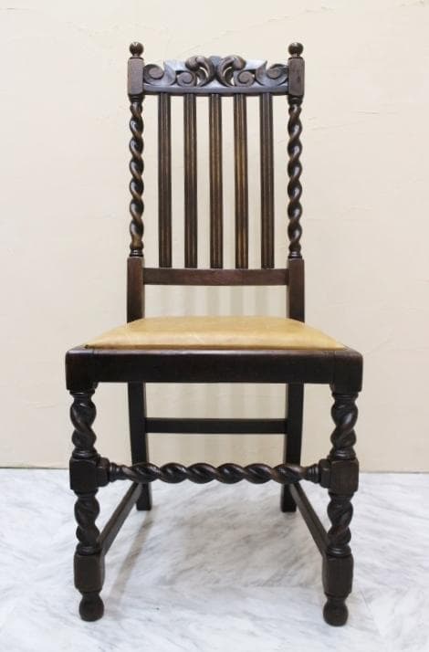 美品 英国 イギリス アンティーク ツイストレッグ オーク材 本革 チェア