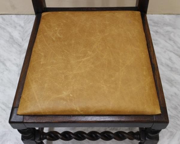 美品 英国 イギリス アンティーク ツイストレッグ オーク材 本革 チェア
