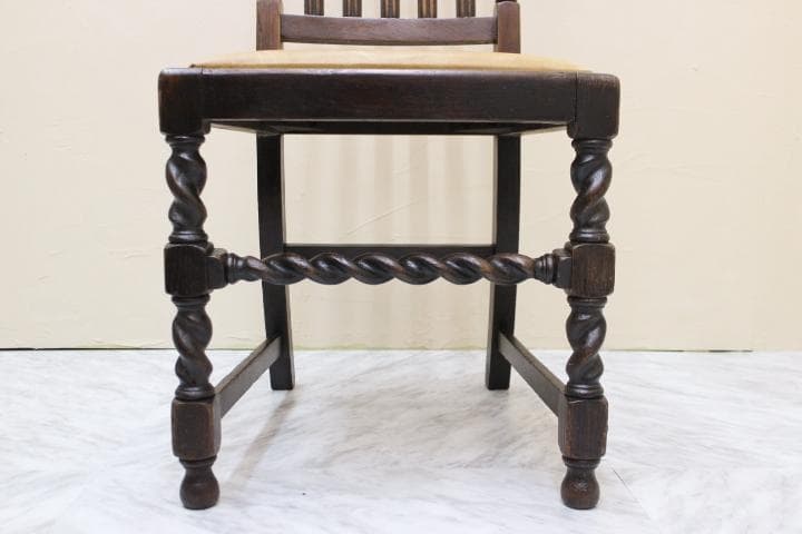 美品 英国 イギリス アンティーク ツイストレッグ オーク材 本革 チェア